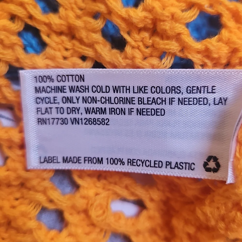 WILD FABLE Womens Sweater Open Knit Boho Crochet Crop Colorful 70s Style - XL